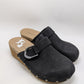 ANDIAMO Black/Tan Cork Clog Wedges