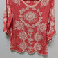 SOLITAIRE Coral Pink/Cream Embroidered Blouse
