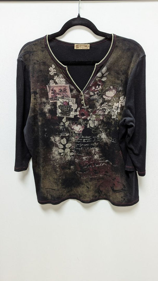 Blue Canyon Brown/Black Embellished T-Shirt