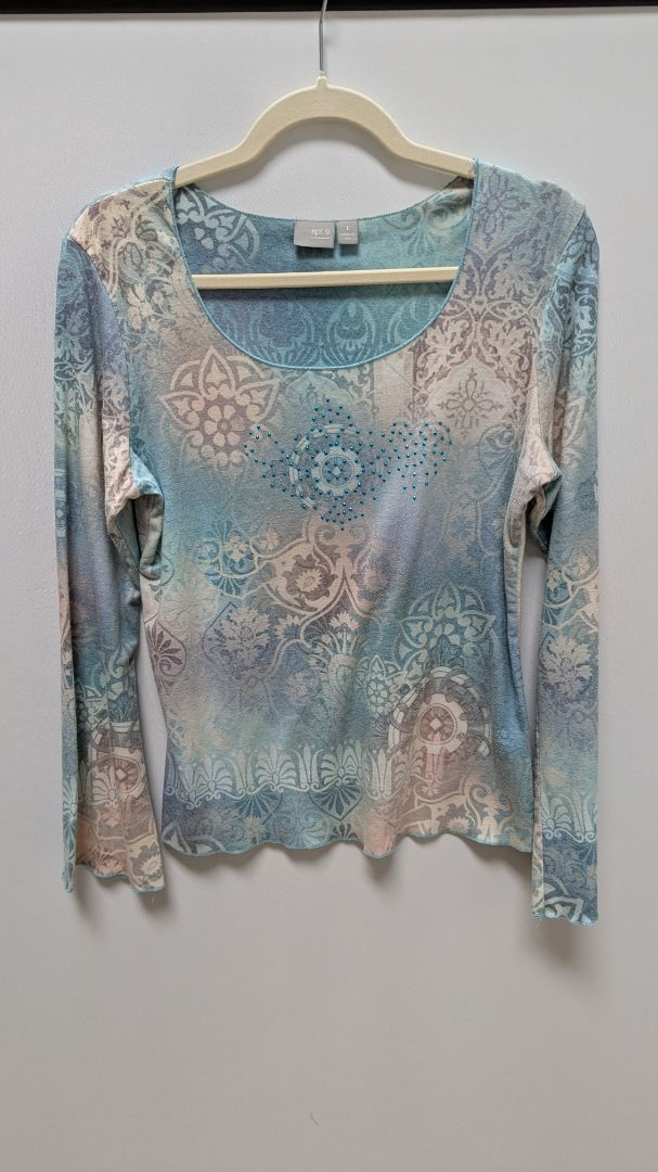 APT. 9 Light Blue/Beige Ombre Printed T-Shirt