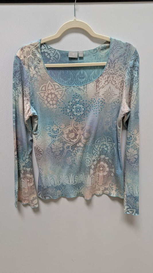 APT. 9 Light Blue/Beige Ombre Printed T-Shirt