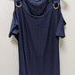 Navy Cold Cutout Cold-Shoulder Blouse