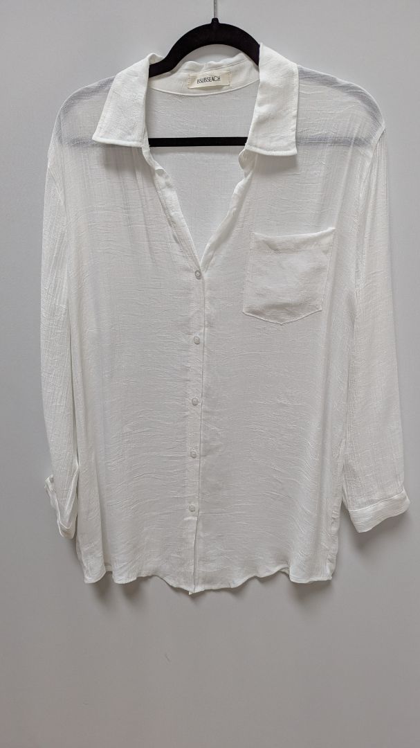 BSUBSEACH Ivory Long Sleeve Beach Button-Down Shirt
