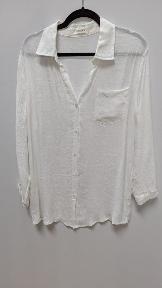 BSUBSEACH Ivory Long Sleeve Beach Button-Down Shirt