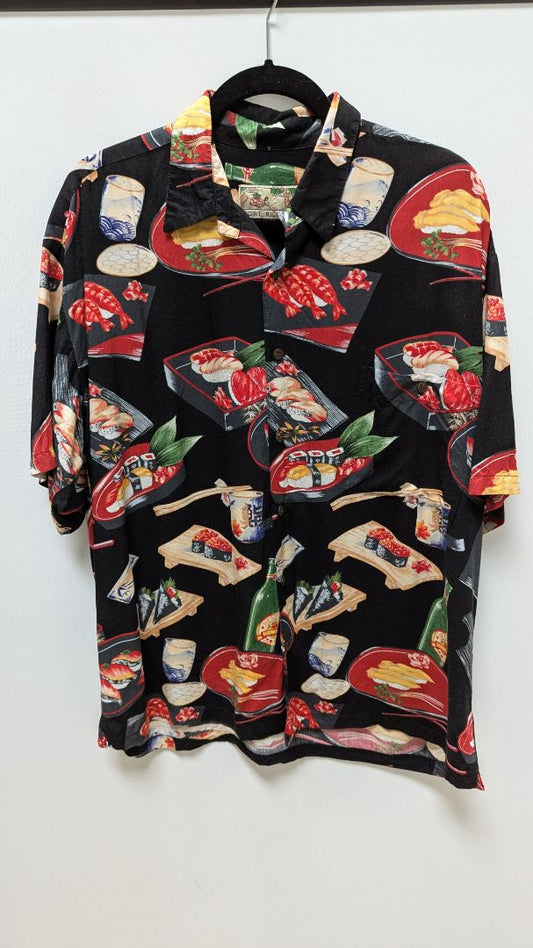 Tori Richard Men's Black Sushi Graphic Button-Down Shir