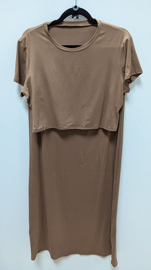 Lybiogs Brown Crop T-Shirt & Maxi Skirt Set