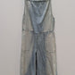 Elloh Light Wash Denim Halter Wide-Leg Jumpsuit
