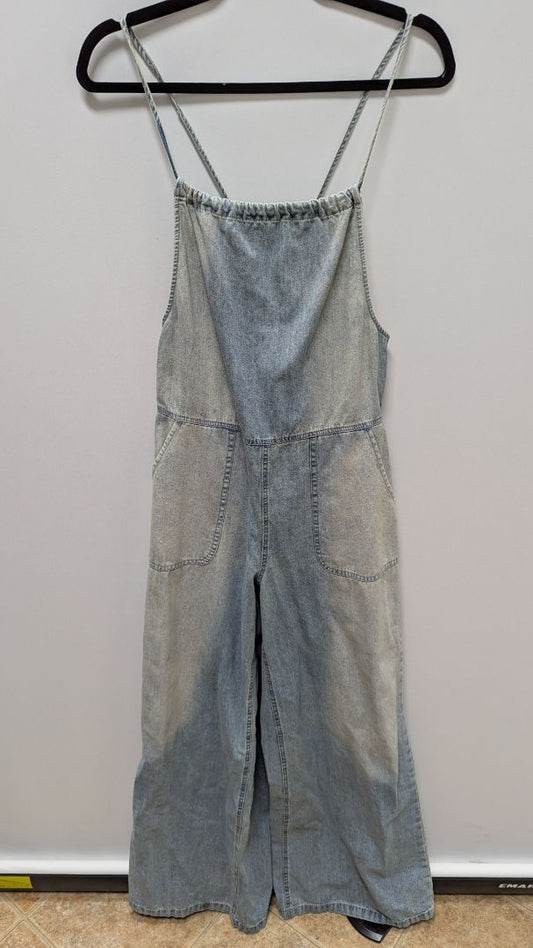 Elloh Light Wash Denim Halter Wide-Leg Jumpsuit