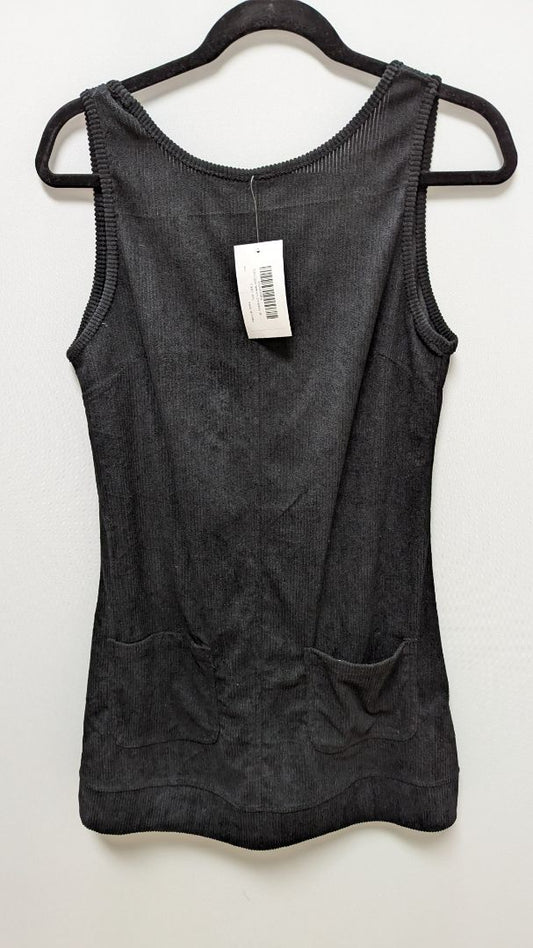 FUNTOUR Black Corduroy Mini Overalls Dress