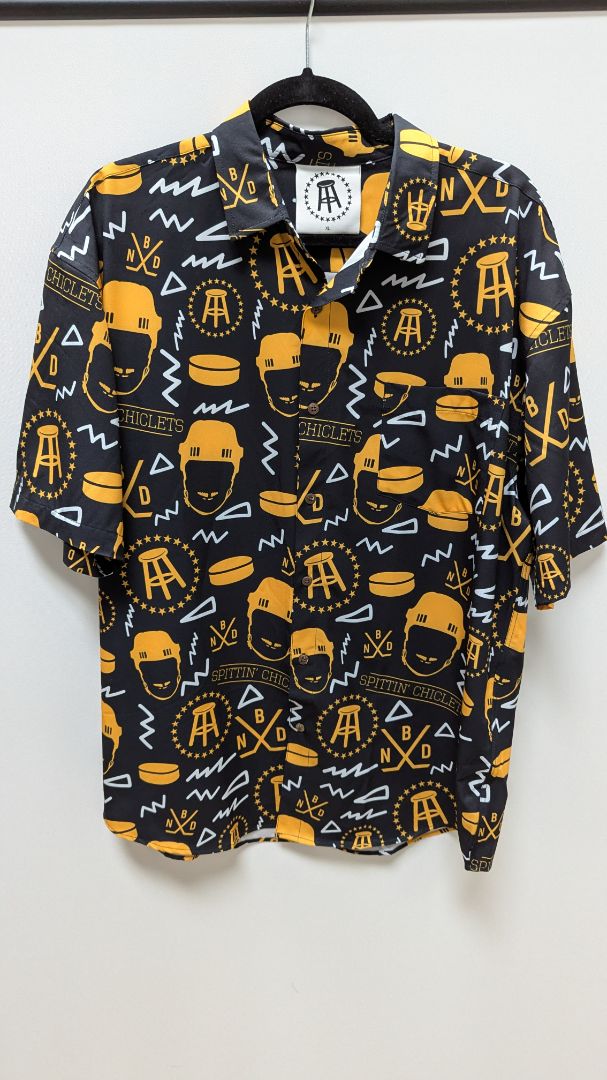 Barstool Men's Black/Yellow "Spittin' Chiclets" Button-Down Shirt