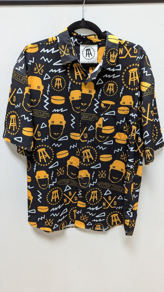 Barstool Men's Black/Yellow "Spittin' Chiclets" Button-Down Shirt
