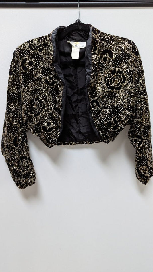 David Howard Black/Gold Rose Sequin Jacket