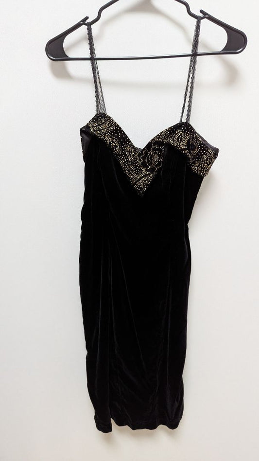 David Howard Black/Gold Embellished Velvet Dress