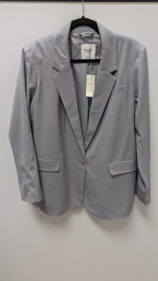 Abercrombie & Fitch Grey Twill 1-Button Blazer Jacket