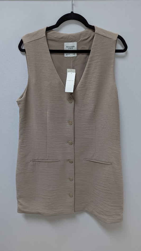 Abercrombie & Fitch Taupe "Fit-to-Flatter" Button-Down Dress