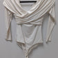 Abercrombie & Fitch Ivory Long-Sleeve Faux-Wrap Bodysuit