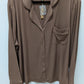 SKIMS Wood Brown Long-Sleeve Knit Lounge Shirt