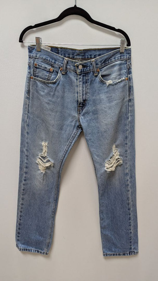 Levi's Light Wash Distressed Straight Leg Jeans