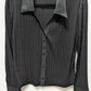 New York & Company Black Sheer Ribbed Blouse