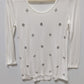 Liz Claiborne White 3/4 Sleeve Rhinestone Flower Blouse