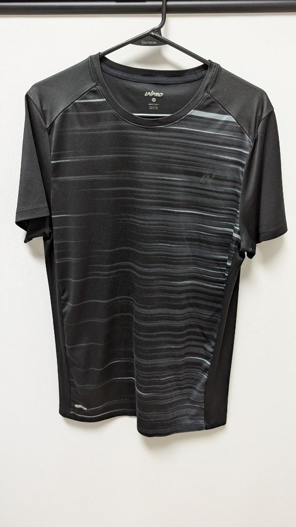 Unipro Black/Grey "Qwick-Dry" Striped Active T-Shirt