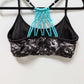 SO Black/White/Teal Macrame Sports Bra