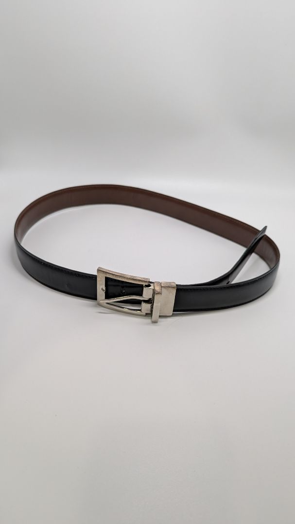 Black/Brown Reversible Belt with Silver Buckle
