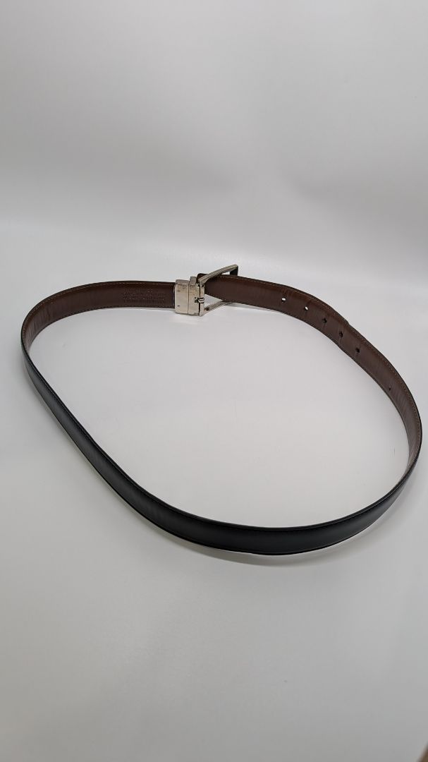 Black/Brown Reversible Belt with Silver Buckle