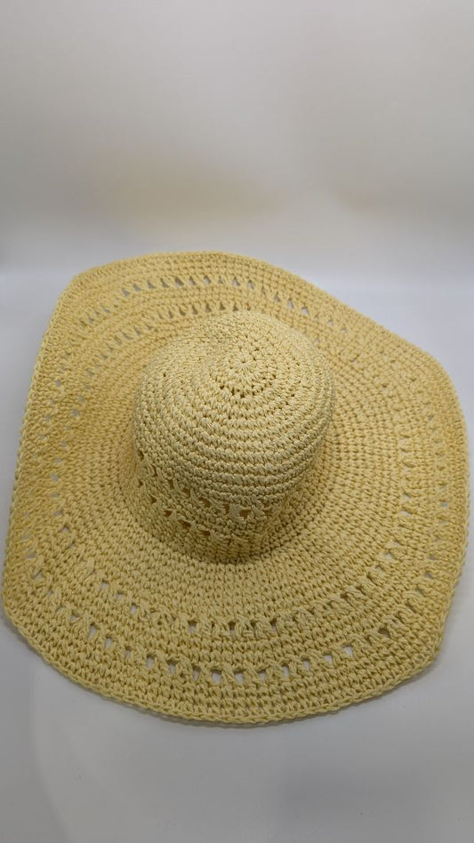 A New Day Yellow Paper Woven Sun Hat