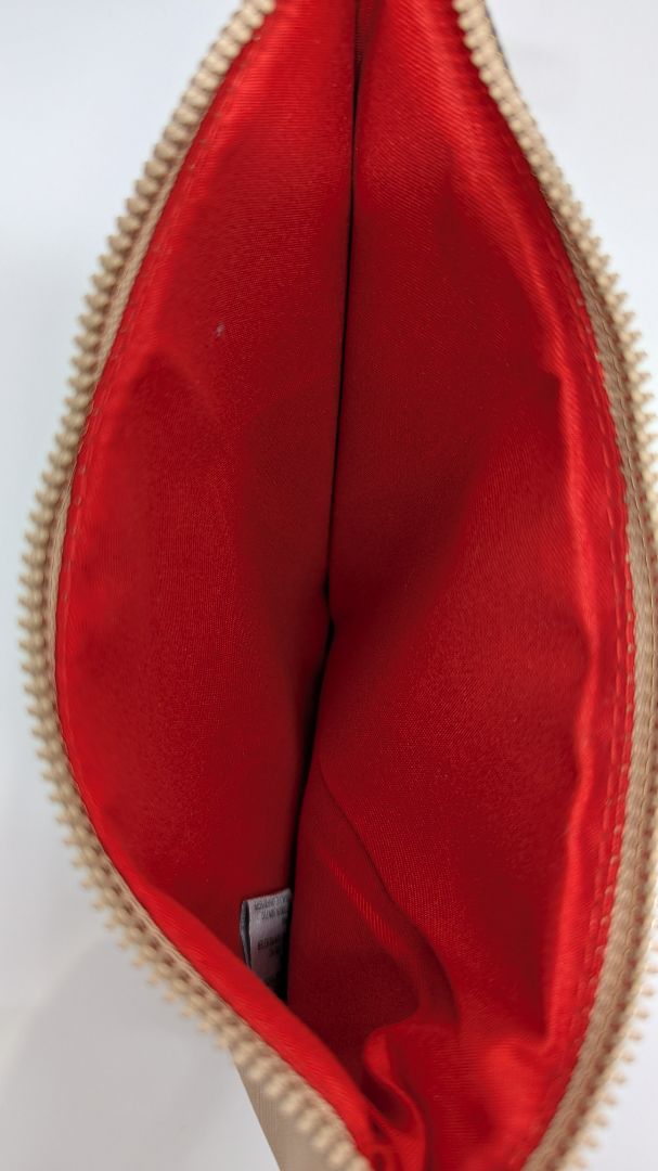 MM Beige Zippered Clutch with Wrist Strap