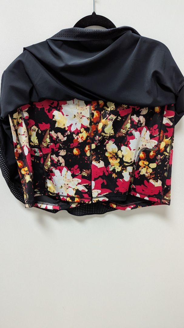 SHAPE Black/Red Floral Shorts-Lined Active Skort