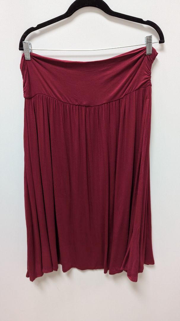 Trendy United Dark Red Ruched-Waist Midi Skirt