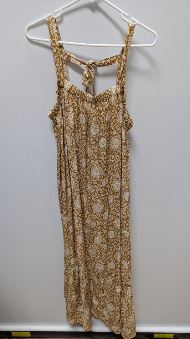 Old Navy Mustard Yellow/White Floral Tie-Back Dress
