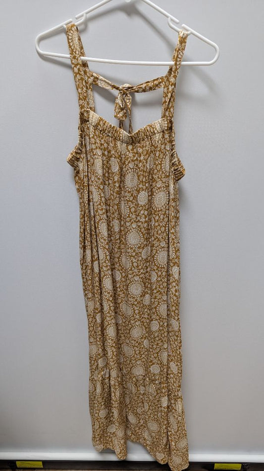 Old Navy Mustard Yellow/White Floral Tie-Back Dress