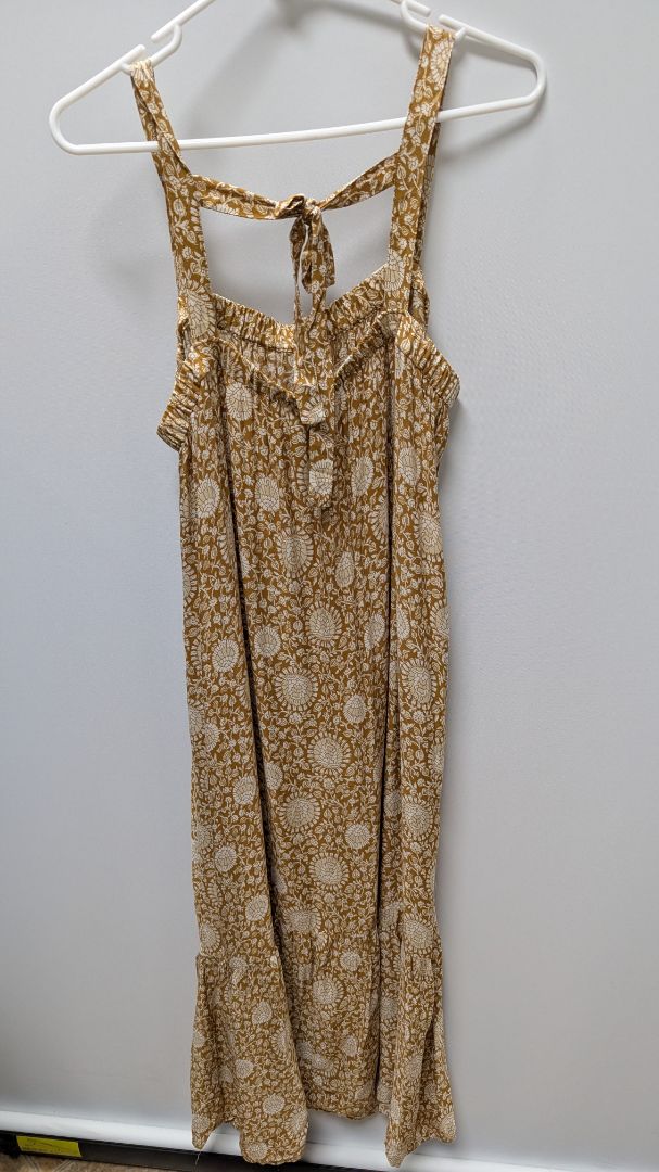 Old Navy Mustard Yellow/White Floral Tie-Back Dress
