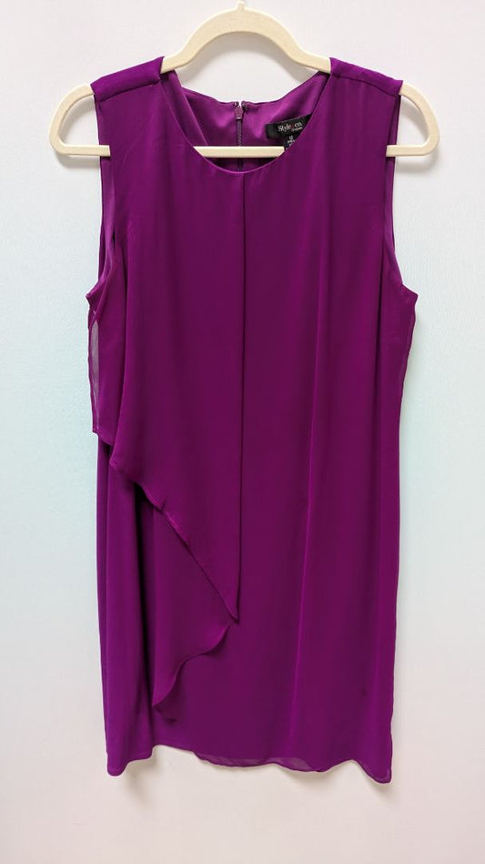 Style & Co Purple Sleeveless Asymmetrical Ruffled Dress