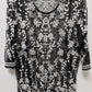 Catherines Black/White Sheer Embroidered Mesh Blouse