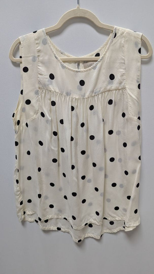 Loft Outlet Ivory/Black Polka-Dot Sleeveless Blouse