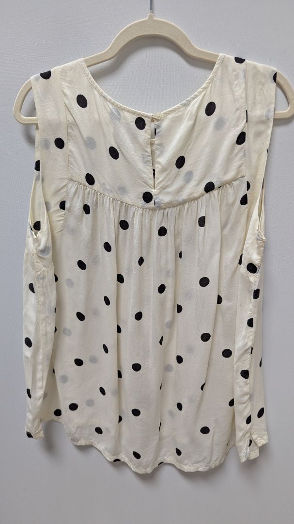 Loft Outlet Ivory/Black Polka-Dot Sleeveless Blouse