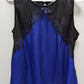Worthington Petite Blue/Black Sleeveless Blouse