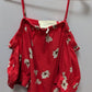 Universal Thread Red Floral Cold-Shoulder Linen Blouse