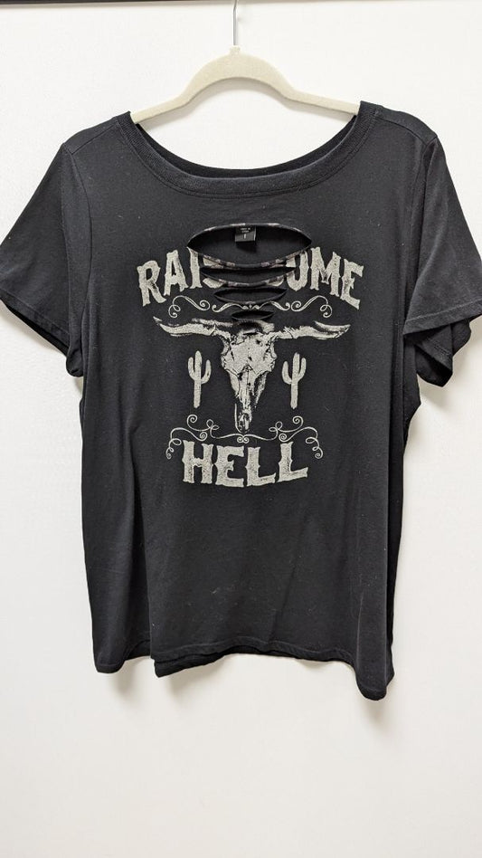 Torrid Black "Raise Some Hell" Distressed T-Shirt
