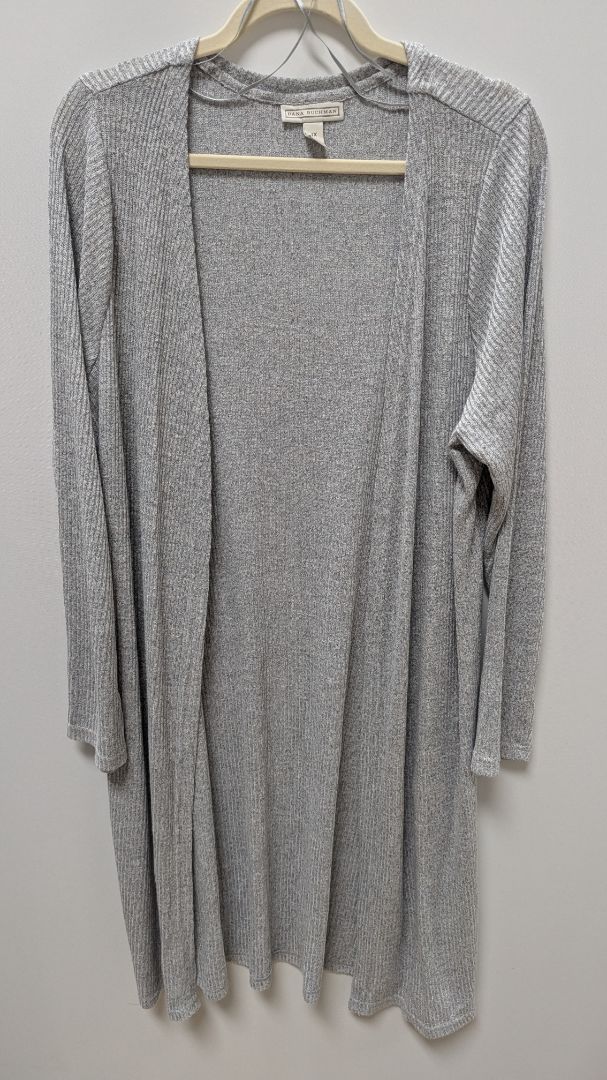 Dana Buchman Light Grey Ribbed Knit Longline Cardigan