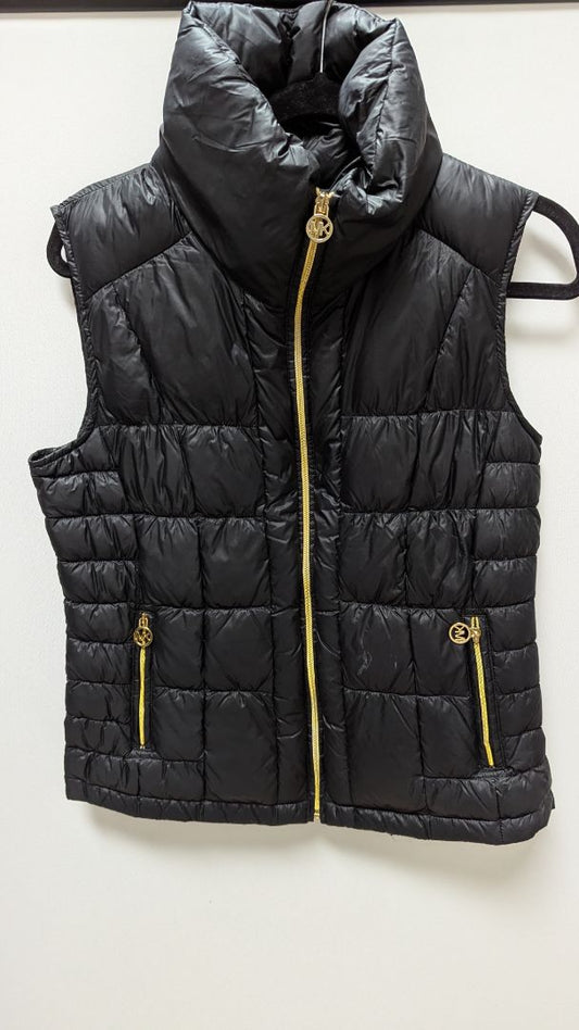 Michael Kors Black/Gold Down Feather Quilted Puffer Vest