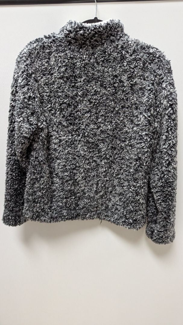 paper crane Dark Grey Fuzzy Quarter-Zip Pullover Sweatshirt