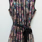 SLNY Black/Purple Floral Striped Flared Midi Dress