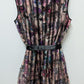 SLNY Black/Purple Floral Striped Flared Midi Dress