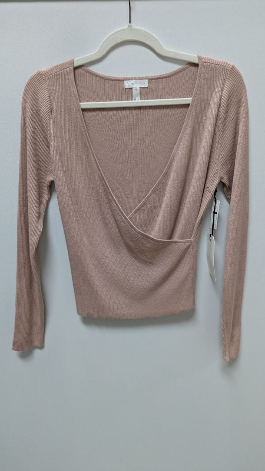 LEiTH Light Pink Ribbed Knit Cropped Sweater
