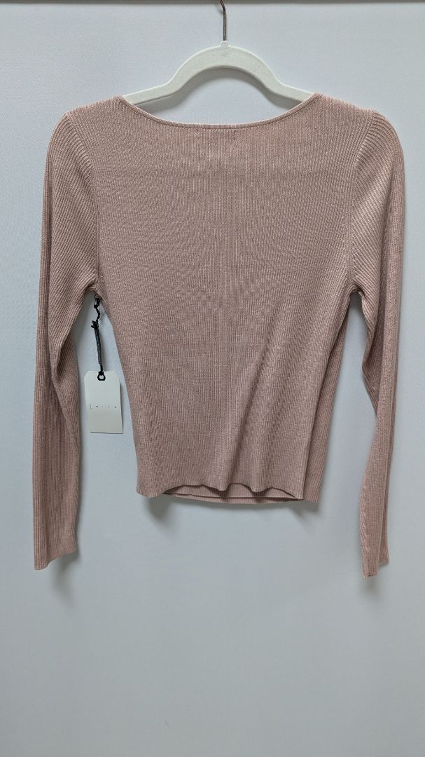 LEiTH Light Pink Ribbed Knit Cropped Sweater