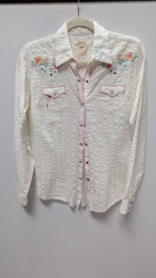 Twenty X Ivory Embroidered Button-Down Blouse